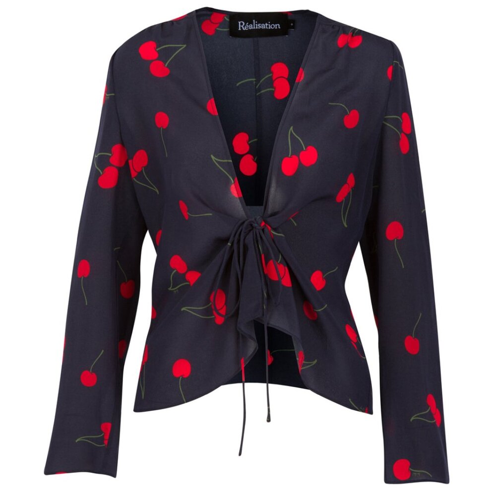 SOLD OUT Réalisation Par Bianca Silk Wrap Top Cherry Size M, Seen on Kaia Gerber